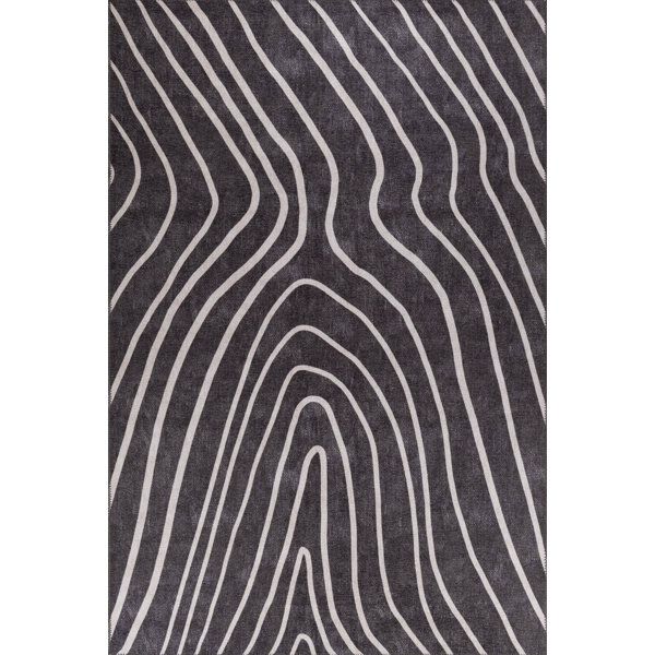 Orren Ellis Joly Black/White Indoor/Outdoor Rug Wayfair